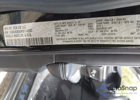 2021 Jeep Grand Cherokee L Limited 4X4 из США, поврежденный, VIN 1C4RJKBG6M8114392